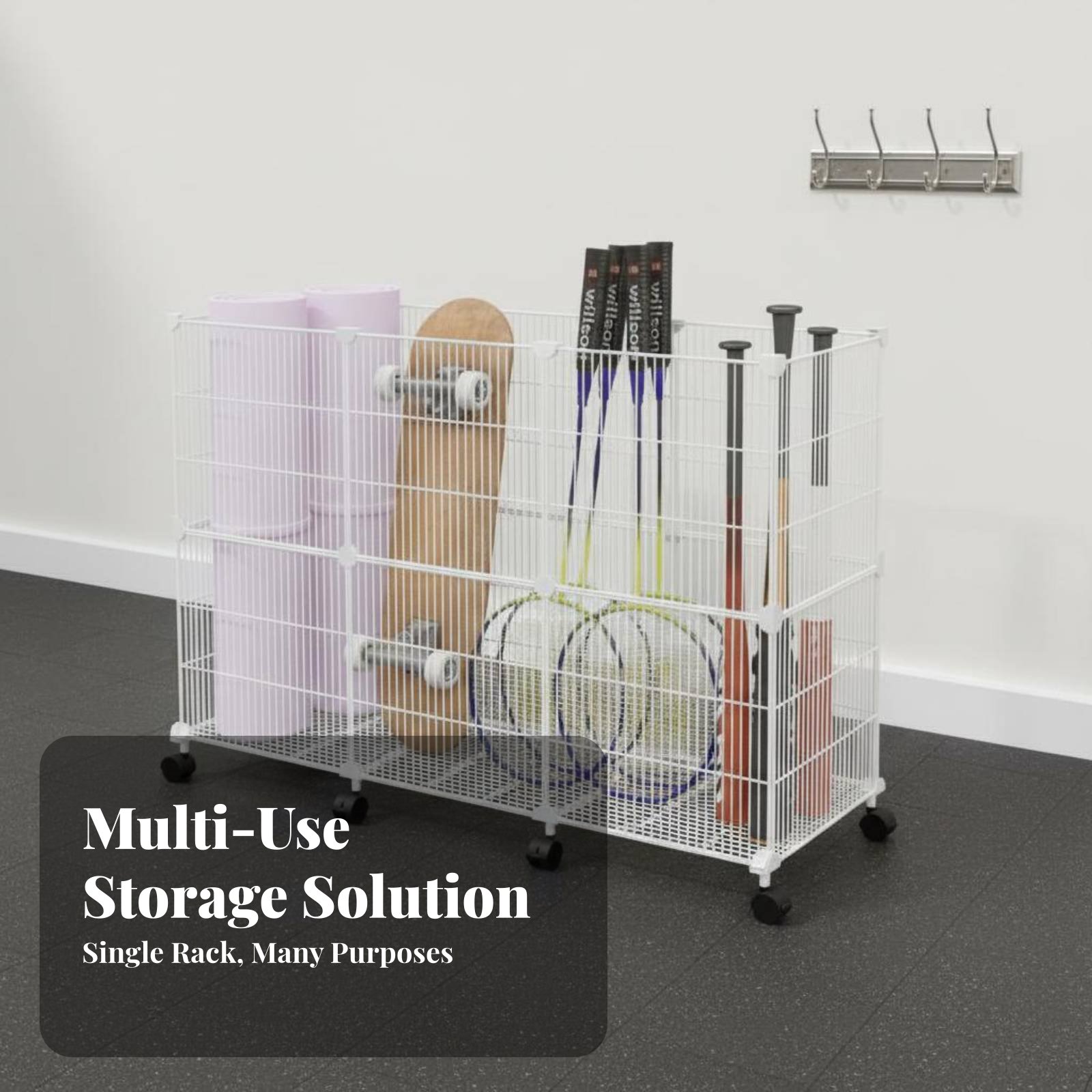 Sports Equipment Organizer Garage - عربة تخزين معدات رياضية متينة، رف