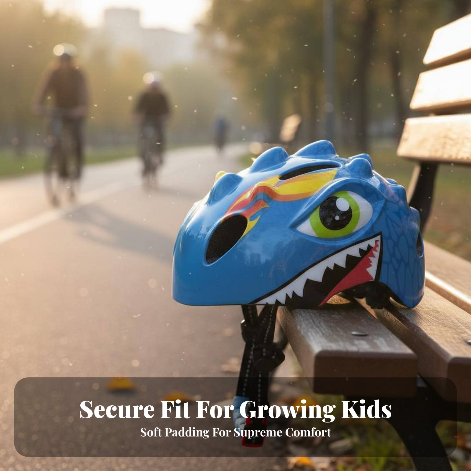 Sports Equipment For Kids - خوذة دراجة للأطفال بتصميم ديناصور كرتوني